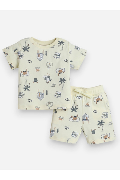 Victor and Jane By Styli Boys All Over Print T-Shirt and Shorts Set