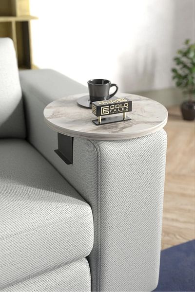 GOLDFALEZ Adjustable Side Table Efes Collection | Modern C-Shaped Sofa Table | Multi-purpose Laptop Desk