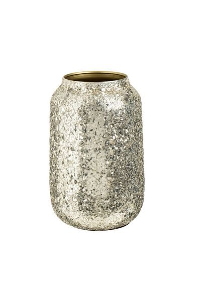 divendi-ro Decorative Metal Vase, Mosaic Pattern, 15x27cm, beige