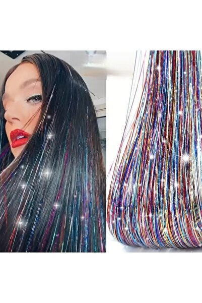 Efna Store شريط شعر ملون مختلط من تينسل (98 سم)