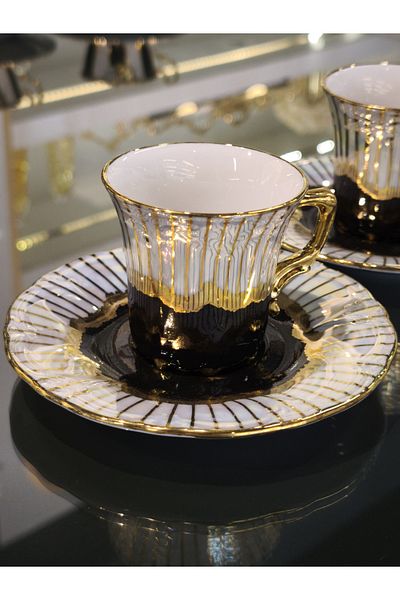 P&ORA PREMIUM KITCHEN PRODUCTS P&Ora Eldekor 2 Persons Cup Set Blackwhite