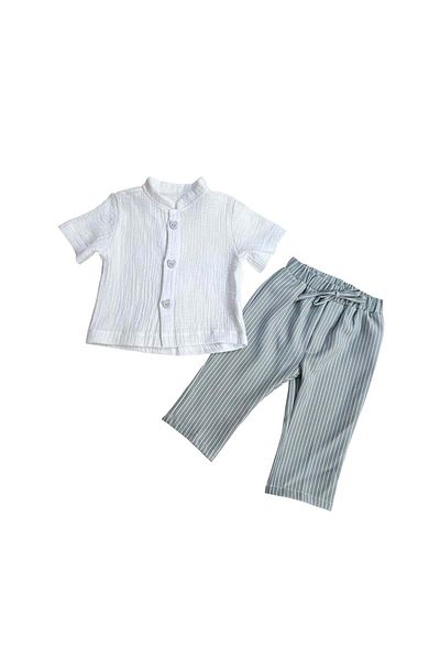 KidsMagazin Costumas gri din muselina pentru baietei