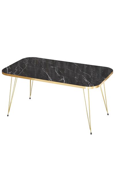 GOLDFALEZ Modern Coffee Table with Gold Frame Bendir Collection | Contemporary Living Room Table