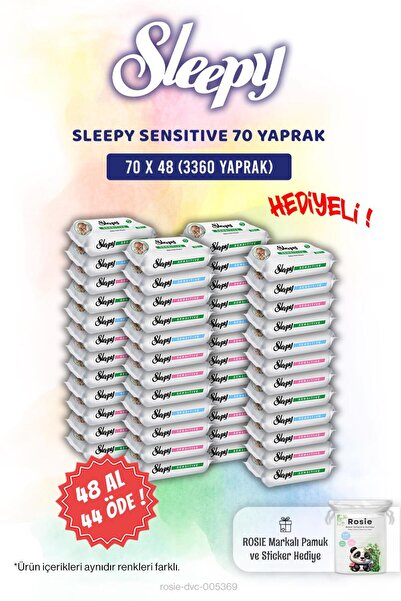 Sleepy 48 AL 44 ÖDE Sensitive Bebek Islak Mendili 70'li ve Rosie Pamuk Hediye