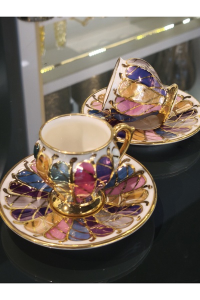 P&ORA PREMIUM KITCHEN PRODUCTS P&ORA ELDEKOR 2 KİŞİLİK FİNCAN TAKİMİ GÖKKUŞAĞI