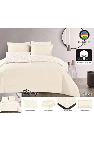 PROMISE لحاف كينج ساده وجهين قطن ألوان متعددة -مزدوج-6قطع