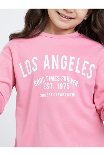 Styli Girls Pink LA Print Top and Joggers Set