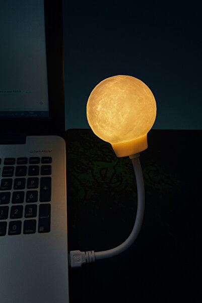 Canderel 3D Baskı Ay Lambası USB Led Ay Şekilli Masa Gece Lambası