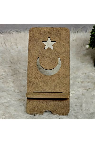 Tekir Store evinizi güzelleştirin Wooden 2 Pieces Tablet Phone Stand Raw Paintable Decorative Phone Holder