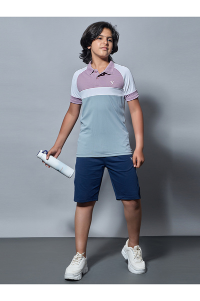 Technosport By Styli Boys Color Block Slim Fit Polo Sports T-Shirt