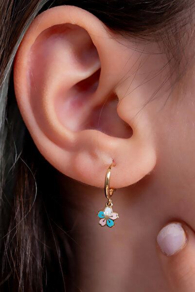 Bayar Gold 14 Ayar Altın Çiçek Figürlü Çocuk Küpe