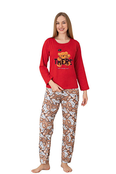 Farya Home Dreamy Cotton Patterned Long Sleeve Women's Pajamas Set