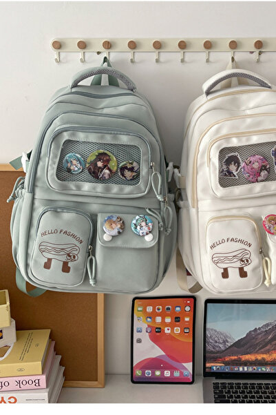 Kawaii Aksesuarlı Kore Tarzı Premium İthal Çocuk Okul Çantası Sırt Çantası
