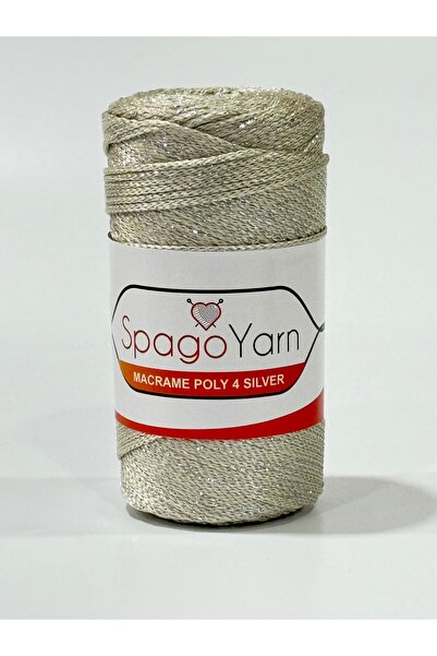 balım hobi evi Spago Poly 4 Ață de macrame din poliester argintiu cu sclipici...