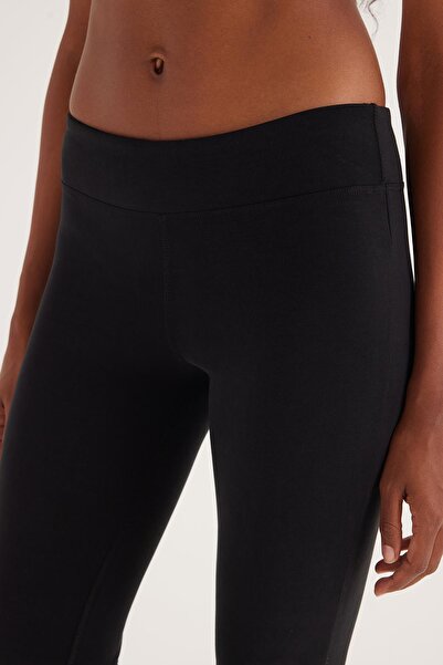 Tudors Kadın Slim Fit Dar Kesim Modal Kumaş İspanyol Paça Siyah Pantolon