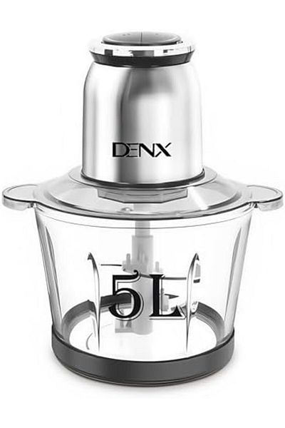 Generic DENX 500W 5 Litre Electric Glass Meat Chopper, 2 variable speed Glass, 5 Blades, Bowl Multifunctiona