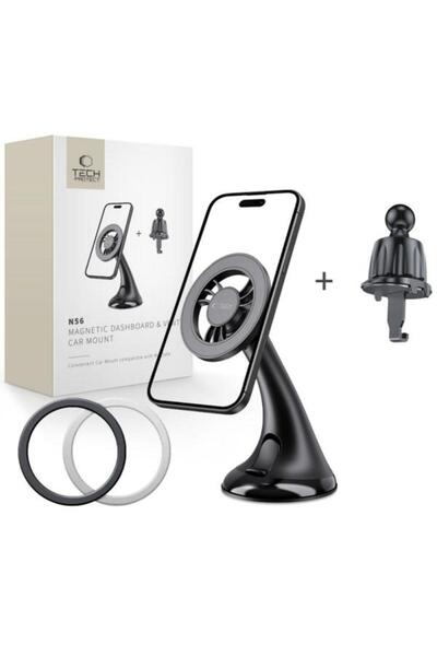 Tech-Protect Suport auto magnetic N56-2 2 în 1, universal, negru