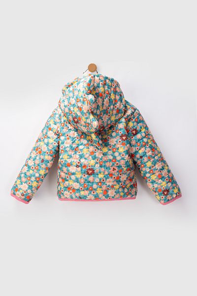 Verscon Girls Hooded Fleece Lined Floral Patterned Quilted Coat 1 - 4 Years