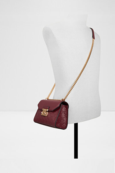 Aldo Crelalle - Women's Small Size Chain Handle Metal Closure Claret Red Crossbody Bag