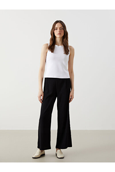 LC Waikiki Lcwaikiki Classic Black Elastic Waist Wide Leg Women's Trousers