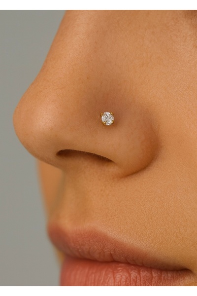Home Sihra Accessories 316L Çelik tektaş hızma 3mm burun piercingi gold renk