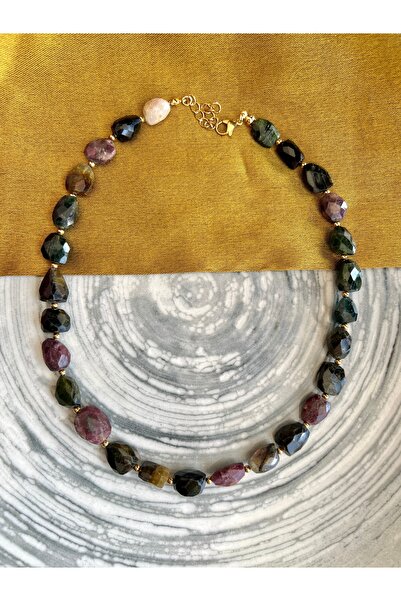 ŞİFA SHOP Turmalin doğal taş kolye çelik klipsli