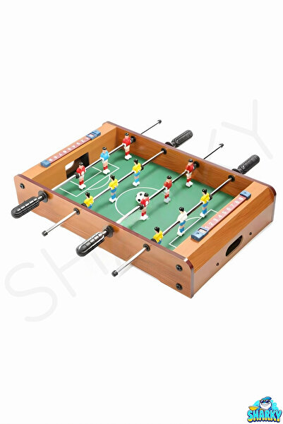SHARKY Ahşap Langırt 4 Kol-12 Figürlü Masa Maçı-Football Masa Oyunu - Ayaksız...