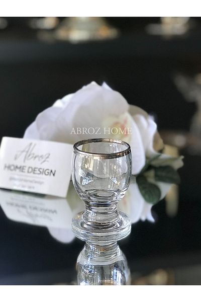 ABROZ HOME DESIGN Coffee Side Water Glass / Silver Stripe / Standing
