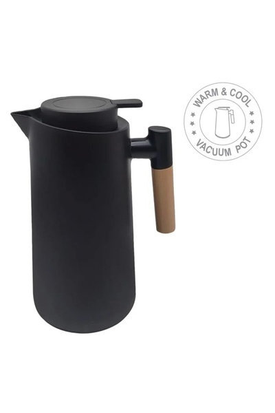 divendi-ro Thermos flask, glass and plastic, for hot or cold drinks, capacity 950ml, black