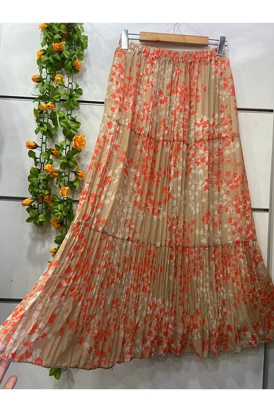 edu collection Layer Chiffon Skirt Lining Flower Pattern