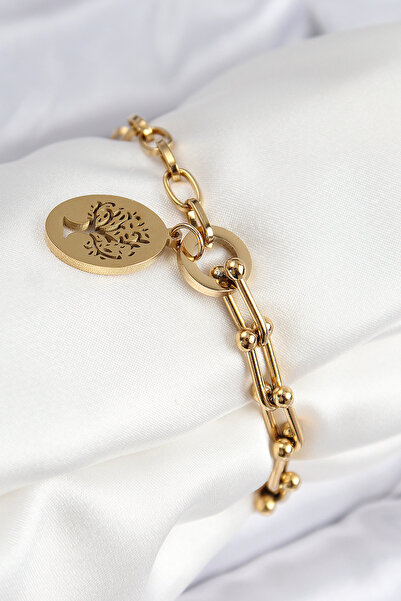 Clariss 316L Çelik Tifany Ağaç Model Gold Renk Kadın Bileklik