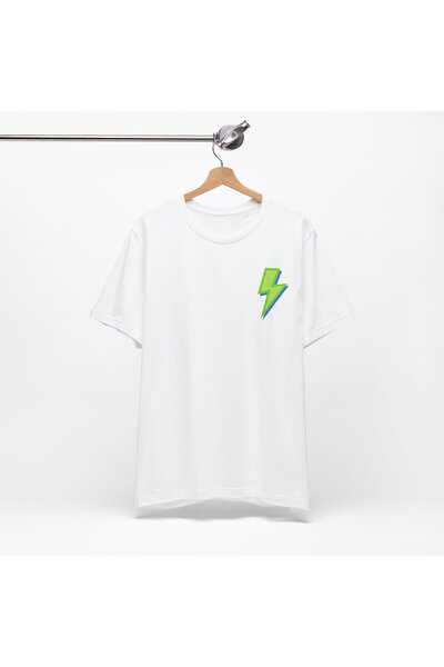 Tubinyoo تي شيرت كبير الحجم للجنسين بنمط البرق الأخضر الصغير