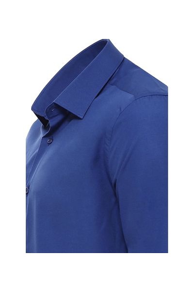 nightblack Classic Comfortable Fit Single Pocket Long Sleeve Ironable Shirt Saks Blue