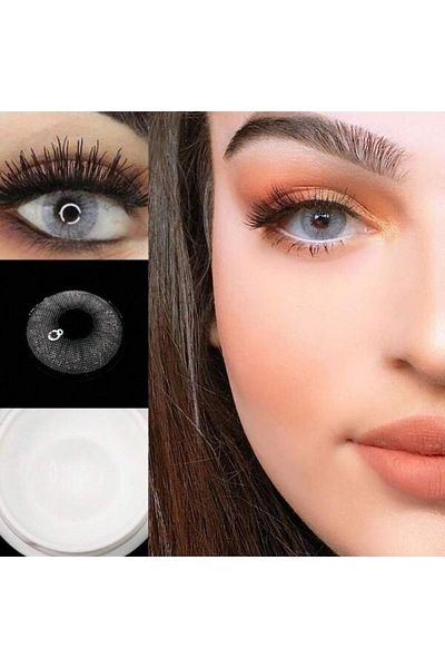 OEM Grey Colored Contact Lenses, Poney Grey, 365 Wears, Cosmetic, No Diopters