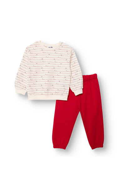 ebebek Hello Baby HelloBaby Kız Bebek Eşofman Takımı Bisiklet Yaka Uzun Kol Lastikli Paça