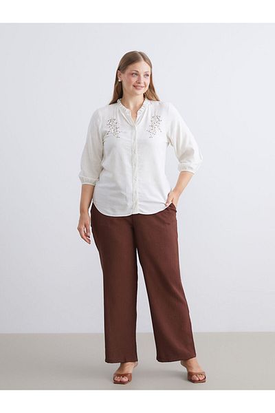 LC Waikiki Create Your Style from Uzg Store |   Textured Women's Trousers with Elastic Waist