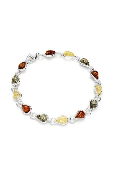 OEN Silver bracelet with multicolor amber, size 19 cm, 7 g