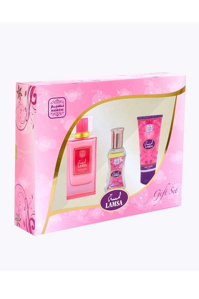 Naseem Lamsa Luxury Gift Set (3 Pcs) - Aqua Perfume, Roll-On Perfume Oil, and Hydrating Body Cream
