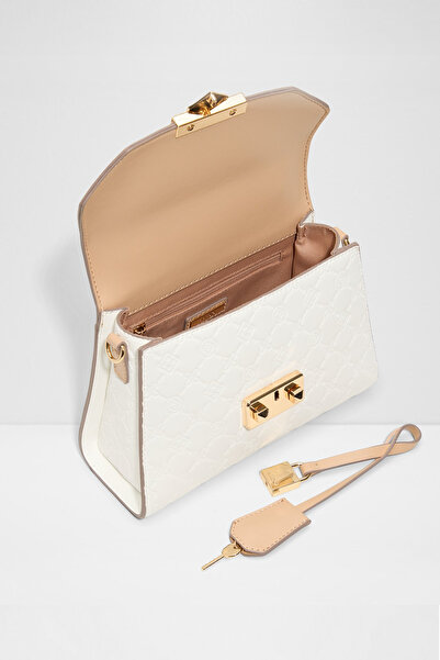 Aldo CRELLITA - Geantă albă de dimensiuni mici pentru femei, cu închidere dublă de culoare