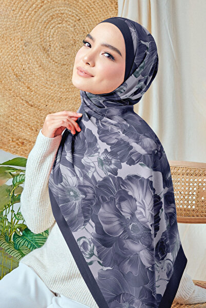 hijabchi Μεταξωτό σάλι Bursa - Σειρά Leylak Bahçesi - Νέα Συλλογή - Βιολετί