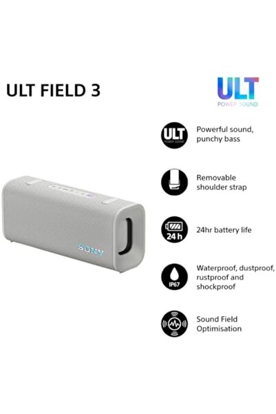 Sony ULT Field 3 Wireless Portable Bluetooth Speaker, IP67 Waterproof, Dustproof, Rustproof, and Sho