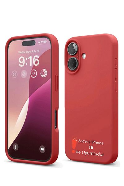 EVAX (Astarli) iPhone 16 Compatible Lined Outside Silicone Inside Velvet Flexible Soft Silicone Case