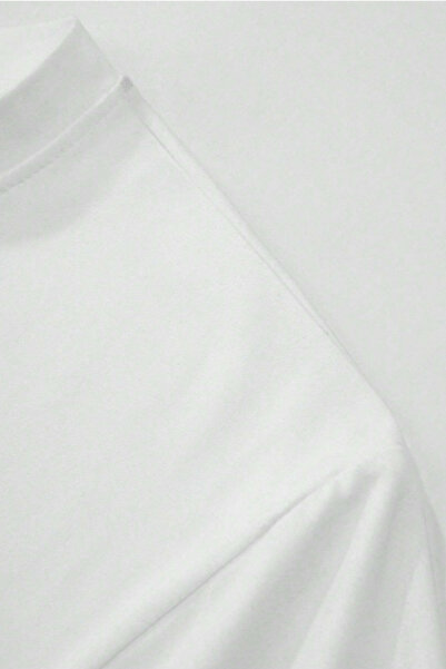 Tarz Cool Ανδρικό λευκό μακρυμάνικο μπλουζάκι Lycra Crew Neck Slim