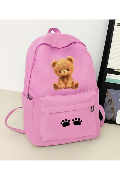 Touz Moda Bear Printed School, Dershane, Course Backpack