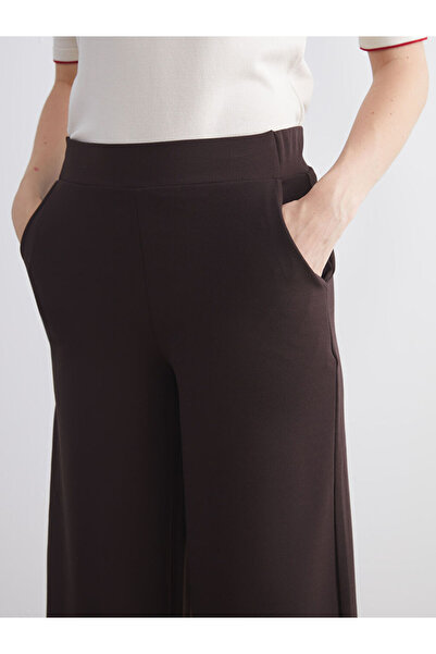 LC Waikiki Kahverengi Beli Lastikli Geniş Paça Kadın Pantolon