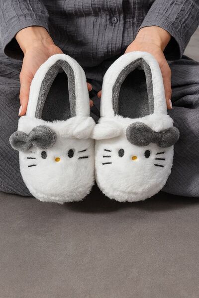 STOCON Hello Kitty Figürlü Kız Çocuk Peluş Ev Terliği – Yumuşak, Kaymaz ve Sıcak Tutan Kadın Terlik STC1141