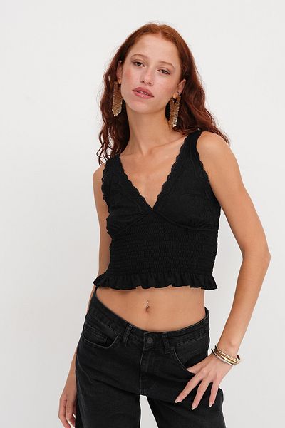 Addax Lace Detailed V-Neck Blouse A17447