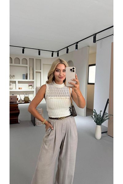 Sezgi Tekin Lace Detail Openwork Knitwear