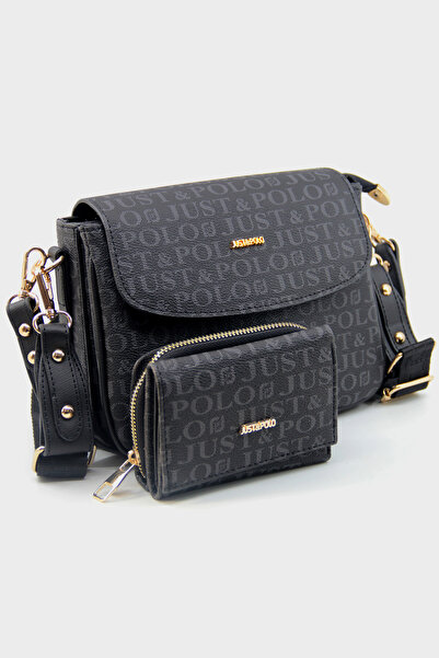 Just Polo Women's Three Compartment Shoulder Bag and Wallet Combination