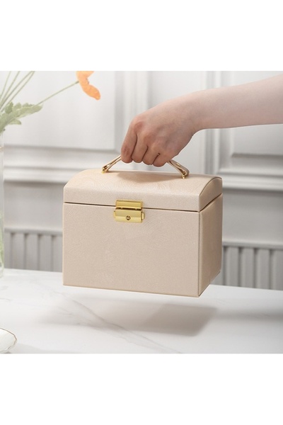 gaman Stylish Design Multi-Eye Leather Jewelry & Jewelry Box - Locking, Mirror, Drawer